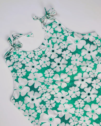 Mint Bloom Floral Tie-Shoulder Slip Dress | Summer Vacation Outfit featuring a vibrant floral pattern and adjustable tie straps.