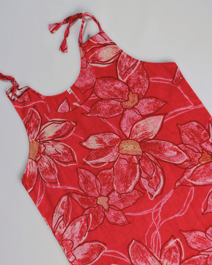 Red Floral Summer Slip Dress for Women