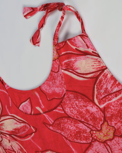 Red Floral Summer Slip Dress for Women
